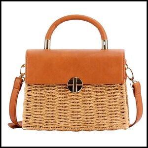 Handwoven Straw Rattan Tote Boho Beach Bag Crossbody Shoulder Purse